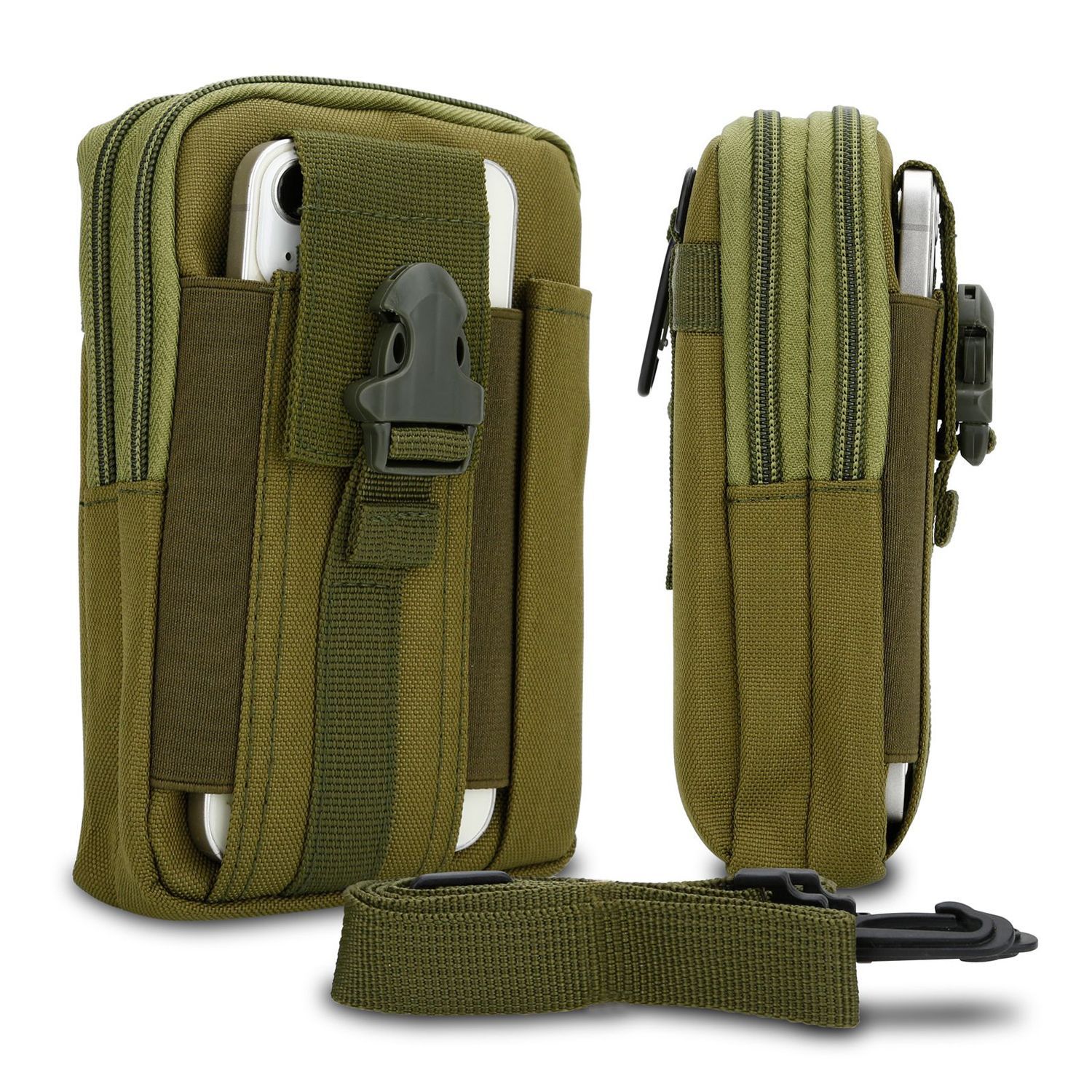 Cadorabo Sac Tactique Pour Téléphone Portable En Vert -Sac Molle-Edc Compatible Avec Lg K8 2017 Us Version Avec Bandoulière - Sac Militaire De Ceinture Max. 6.7 Pouces Sac De Hanche