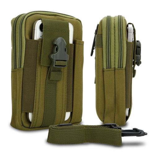 Cadorabo Sac Tactique Pour Téléphone Portable En Vert -Sac Molle-Edc Compatible Avec Samsung Galaxy A05s Avec Bandoulière - Sac Militaire De Ceinture Max. 6.7 Pouces Sac De Hanche