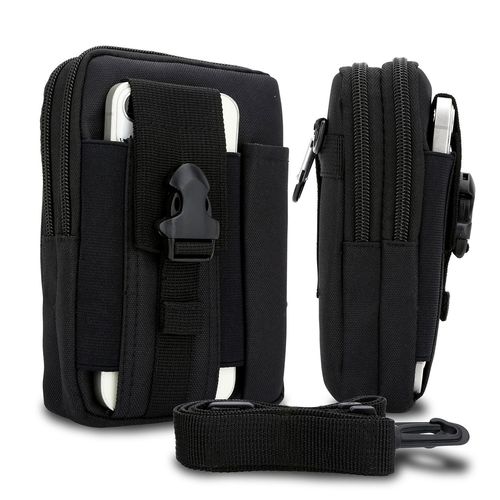 Cadorabo Sac Tactique Pour Téléphone Portable En Noir -Sac Molle-Edc Compatible Avec Samsung Galaxy A05s Avec Bandoulière - Sac Militaire De Ceinture Max. 6.7 Pouces Sac De Hanche