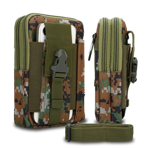 Cadorabo Sac Tactique Pour Téléphone Portable En Camouflage Vert -Sac Molle-Edc Compatible Avec Xiaomi Pocophone F1 Avec Bandoulière - Sac Militaire De Ceinture Max. 6.7 Pouces Sac De Hanche