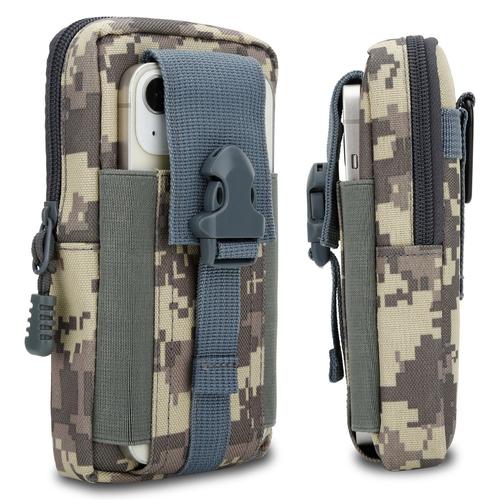 Cadorabo Etui Tactique Pour Téléphone Portable En Camouflage Bleu -Etui Molle-Edc Compatible Avec Xiaomi Pocophone F1 -Porte-Téléphone Militaire, Sacoche De Hanche