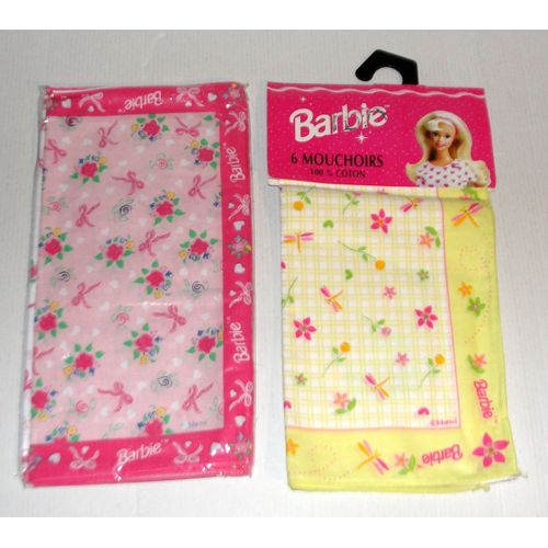 Mouchoir Barbie Lot 12 Mouchoirs Tissus Fleurie