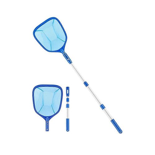 Filtre de piscine avec poteau télescopique en aluminium et outil de nettoyage à mailles moyennes en nylon à mailles fines pour enlever les congés