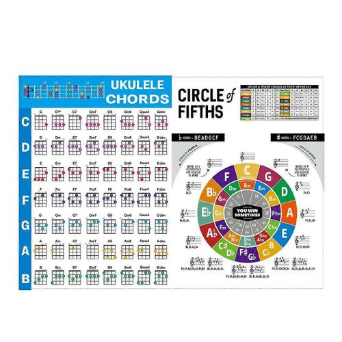 Ukulélé Chord Chart Autocollant Ukulélé Musique Éducation Guitare Chord Chart Pour Débutant Grande Taille