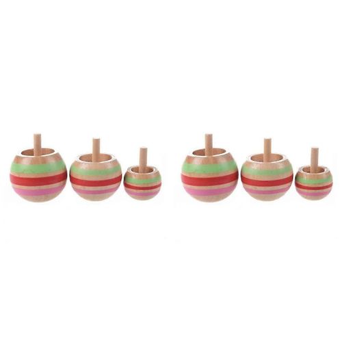 6 Pcs En Bois Coloré Toupie Enfants Jouet 3 Tailles Pour Les Enfants De Plus De 3 Ans