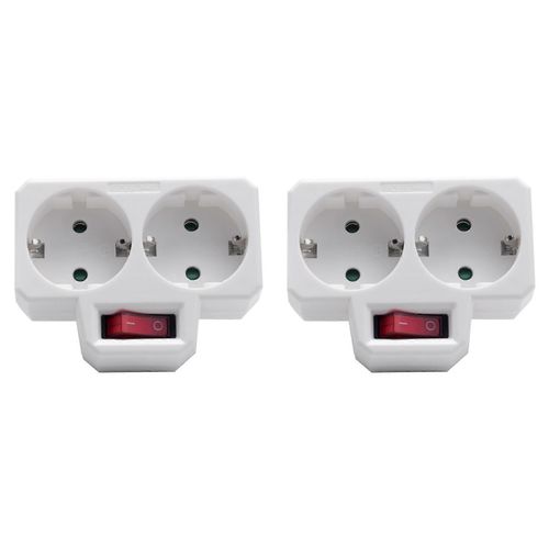 Adaptateur de prise, double fiche pour prise, double prise avec interrupteur 3800W pour le bureau, la maison ou les voyages