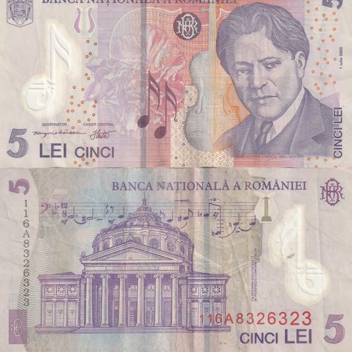 Billet De 5 Lei, Roumanie, Millésime 2005