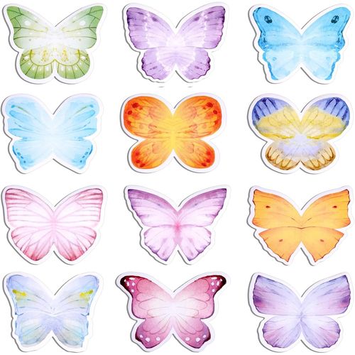 12 Pièces Notes Autocollantes Papillon Aquarelle, Petits Blocs-Note Autocollants Mignons, Blocs-Notes Amovibles Autocollant Sticky Notes Pour École Bureau Rappel De Plan Fournitures De Papet[X302]