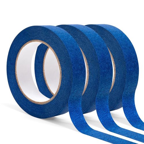 Ruban De Masquage Bleu 24 Mm X 50 M, 3 Rouleaux Ruban Adhésif En Papier, Universel Crépon Pour Travaux Peinture Bricolage Décoration Rénovation[X804]