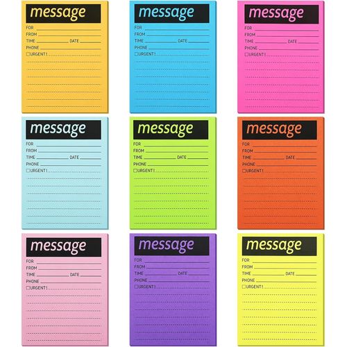 Lot De 9 Blocs-Notes Autocollants Colorés Lignés Pour Téléphone, Bureau, Maison, Fournitures Scolaires (10,2 X 12,7 Cm)[X891]