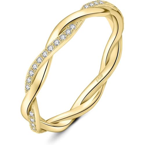 Empilable Amour Moissanite Infini Bague Taille Rond Pierre Argent Massif 925 Femme, Plaqué Or Jaune Or Rose Torsade Bague Fiançailles Mariage Prom Alliance, Ensemble Bijoux Mariee[Q765]