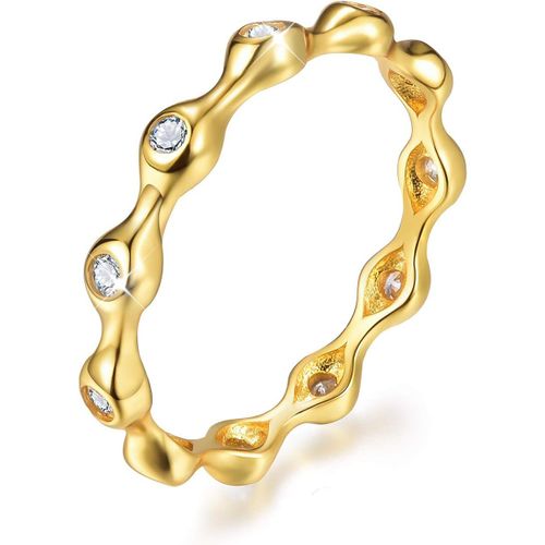 Cadeaux Pour Noël - Bague De Fiançailles En Argent Sterling 925 Plaqué Or 18 Carats Avec Zircone Cubique - Bague De Fiançailles Pour Femmes Et Filles[Q2327]