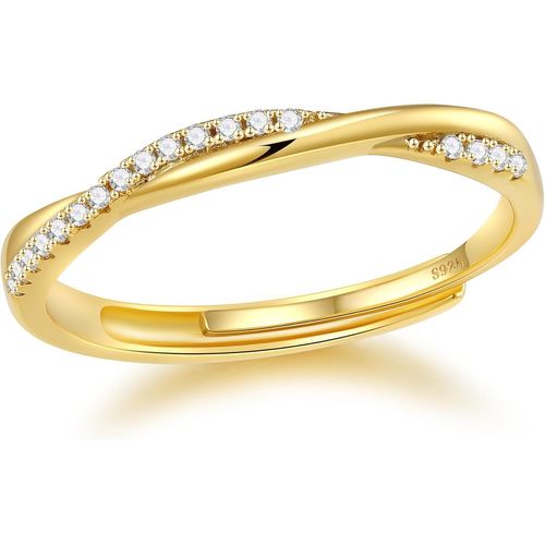 Bagues Ajustables En Argent Sterling Avec Zirconium Pour Femmes | Anneaux Empilables Fins, Corde Torsadée, Éternité, Mariage | Plaquées Or 14k Pour Femmes[Q584]