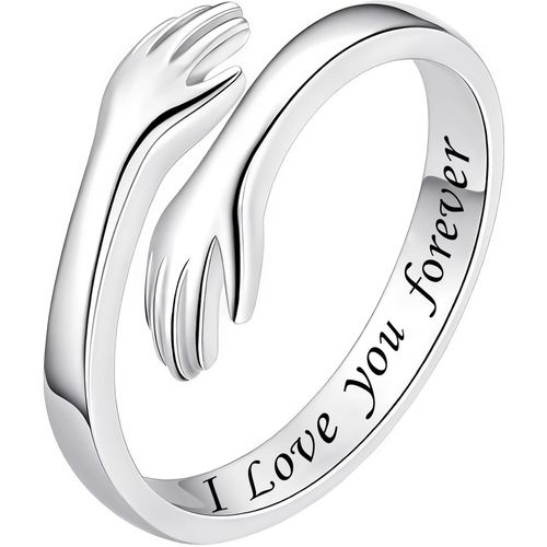 Bague De Câlins, Bague Argent Sterling 925 Femme Réglable Anneau Ouvert Bague Pouce Bague Empilable Bagues Bijoux Cadeaux Pour Femme Fille[Q786]