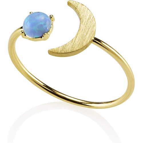 Bague Opale Pour Femme Et Jeune Fille. Bague Femme Réglable En Croissant De Lune Et Opale Synthétique Avec Une Finition Mate. Bague Fine Créateur Plaquée Or Pour Femme Avec Opale[Q1284]