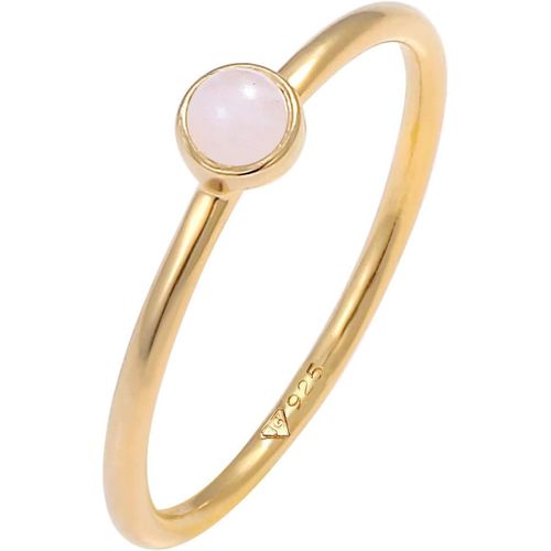 Bague Femmes Pile Basique Minimaliste Avec Quartz Rose En Argent Sterling 925 Plaqué Or[Q1977]