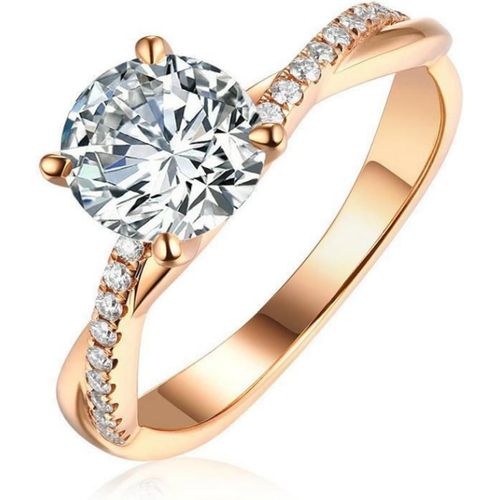 Bijoux Bague Femme Acier Inoxydable,Bague Femme 18k Or Bague Anneau Zircon,Bague Simple Pour Mariage Fiançailles Partenariat Bague Femme Pas Cher (Or, 50)[Q680]