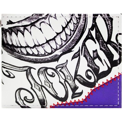 Joker Méchant Tatouages Corporels Sourire Portefeuille Bi-Fold Porte-Id & Porte-Cartes, Blanc[L480]