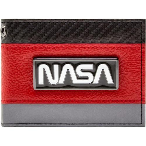 Nasa National Space Agency Emblème Métallique Portefeuille Bi-Fold Id & Card Holder, Rouge[L523]