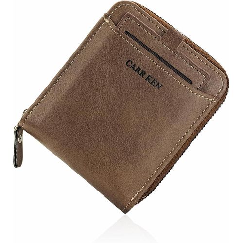 Portefeuille Pour Homme Avec Porte-Badge Amovible, Fenêtre D'Identité, Portefeuille En Cuir Pour Homme, Grande Capacité, Portefeuille Fin Multi-Fentes Pour Homme Avec Fermeture Éclair Et[L2110]