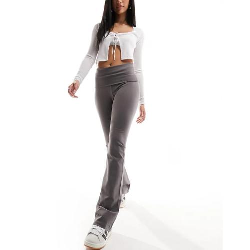 Legging Évasé À Taille Rabattue - Gris