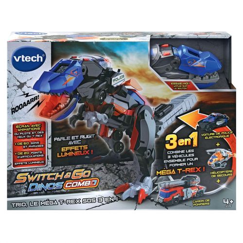 Switch & Go Dinos Switch & Go Combo - Trio, Le Mega T-Rex Sos (3 En 1)
