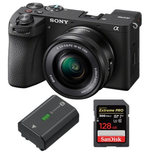 Appareil photo sans miroir Sony a6700+objectif Sony E PZ 16-50mm F 3,5-5,6 OSS+batterie Sony NP-FZ100 + SanDisk 128Go Extreme Pro SDXC UHS-II U3 300 Mo/s