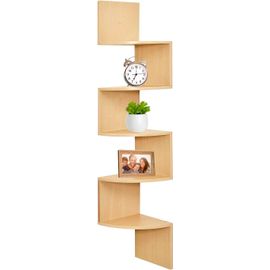 Etagere Angle Murale,En Bois,Étagère D'angle,Rangement À 5 Niveaux,Chambre À Coucher,Salon,Salle De Bain,Bureau À Domicile,Blanc Nuage (Bois).[Y95]