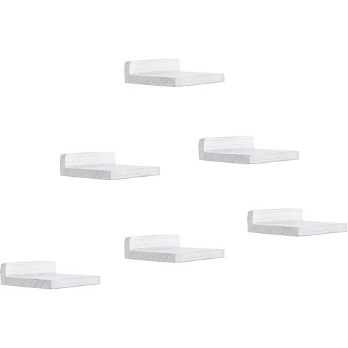 Lot De 6 Petites Étagères Flottantes Décoratives Pour Mur,Mini Étagère Murale Carrée En Bois Pour Petits Objets,12,7 X 10 X 4 Cm(Blanc Patiné).[Y108]