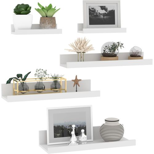 Lot De 5 Étagères Murales En Bois Rustique,Étagères Flottante Murale Blanc Pour Salon,Chambre Et Bureau-40cm.[Y88]