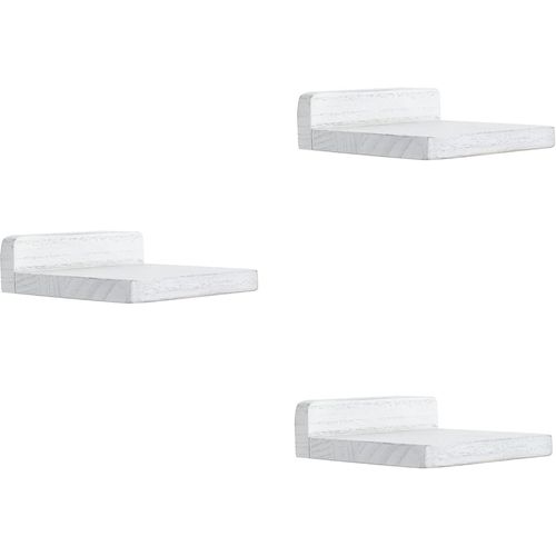 Lot De 3 Petites Étagères Flottantes Décoratives Pour Mur,Mini Étagère Murale Carrée En Bois Pour Petits Objets,12,7 X 10 X 4 Cm(Blanc Patiné).[Y107]