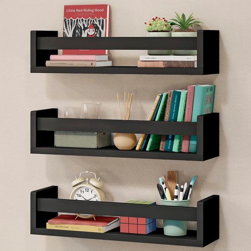 Lot De 3 Étagères Murales En Bois,Bibliothèque Enfant,Étagère Murale Tablette Murale Étagère Montessori,Rangement Livre,Étagère Chambre 41 Cm Marron.[Y65]