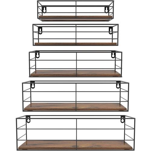 Etagère Murale Rectangulaire En Fer Lot De 5,Etagères Murales Flottantes En Bois Avec Pratique Et Esthétique Pour Salon,Chambre,Salle De Bain,Bureau.[Y200]