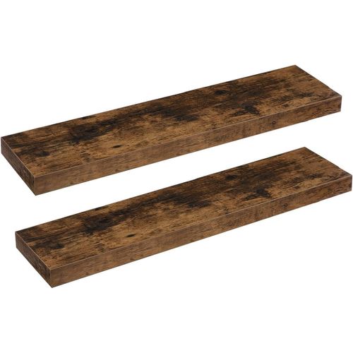 Étagères Murales,Lot De 2,Tablettes Flottantes,Suspendues,Avec Supports Cachés,Longueur 80 Cm,Pour Salle De Bain,Chambre,Toilettes,Cuisine,Bureau,Salon,Marron Rustique Ebf80bjp201.[Y211]