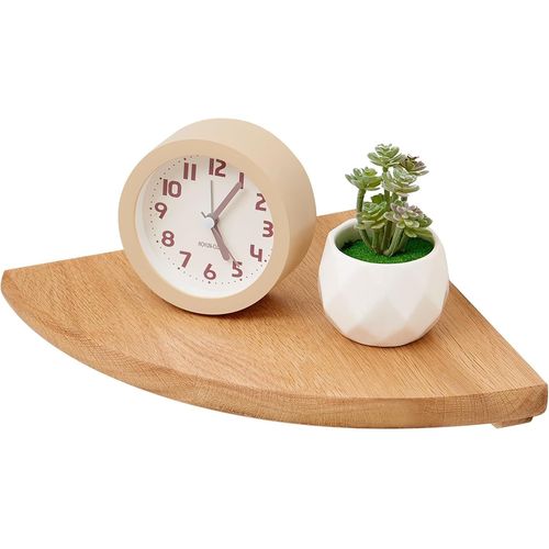 Étagère D¿Angle Flottante En Chêne Rustique Avec Extrémité Arrondie Petite Étagère D'angle Murale Haut-Parleurs,Livres,Décorations Étagère D¿Angle En Bois,Cm Rayon (Naturel,25 Cm).[Y335]