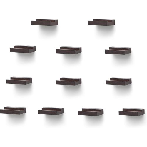 Lot De 12 Étagères Murales En Bois De Chêne Massif Pour Disques,Pour Albums,Photos,Rangement De Disques(Noyer Foncé).[Y219]