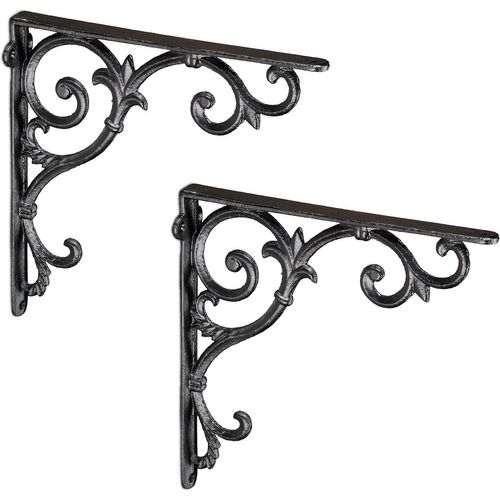 Équerre Étagère Murale,Lot De 2,Ancien,Support En Fonte De Fer,Ornements Baroques,Vintage,Noir.[Y226]