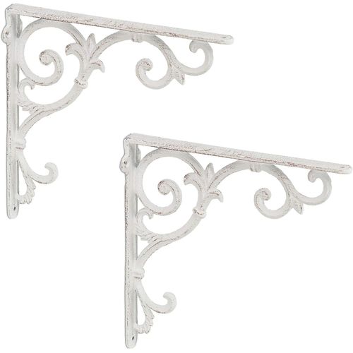 Équerre Étagère Murale,Lot De 2,Ancien,Support En Fonte De Fer,Ornements Baroques,Vintage,Blanc.[Y225]