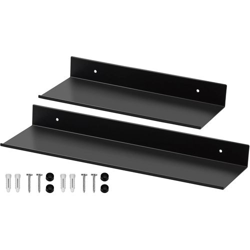 2pcs Étagères Murales En Métal,Étagère Flottante À Suspendre Noir En Forme De L,Charge Maximal 10 Kg,30cm 40cm Tablette Salle De Bain Rectangulaire Avec Trous Et Vis Pour Salon,Chambre.[Y519]