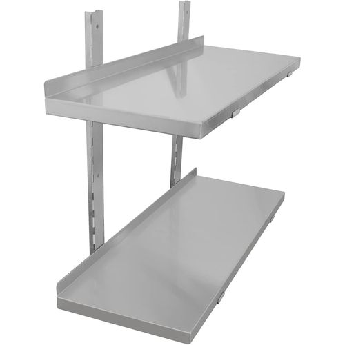 Étagère Murale Rangement Cuisine 2 Plateaux,Éléments Pour Montage Mural,Design Moderne,Inox,(Restaurant,Bar,Maison,Cuisine,Buanderie,Garage Et Buanderie) (60 X 30 Cm).[Y678]