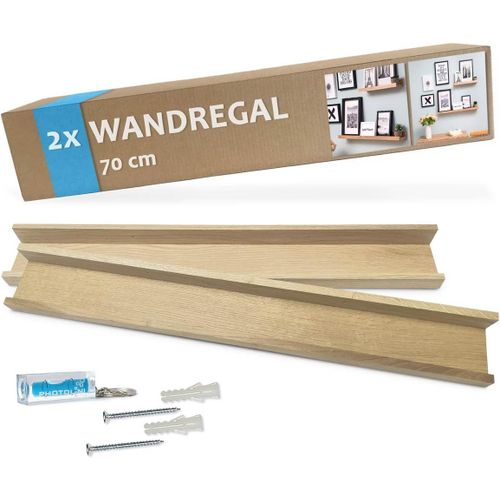 Lot De 2 Étagères Pour Cadres En Chêne Massif 70 Cm Avec Matériel De Montage|Galerieboard|Étagère|Étagère Murale|Support Pour Cadres.[Y810]
