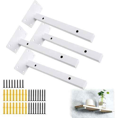 4 Pcs Équerre Étagère 25cm Support Étagere Pour Murale Fixation,Supports D'étagère Murale,Robuste Support D`Angle,Support Flottant Industriels,Plateaux De Fixation Rétro En Métal Avec Vis Bla.[Y767]