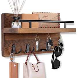Porte-Clés/Cintres Muraux Pour Décoration Murale Avec 5 Crochets Pour Clés,Organiseur De Courrier En Bois Avec Étagère,Décoration D'intérieur Rustique Pour Entrée,Vestibule,Couloir,.[Y1276]