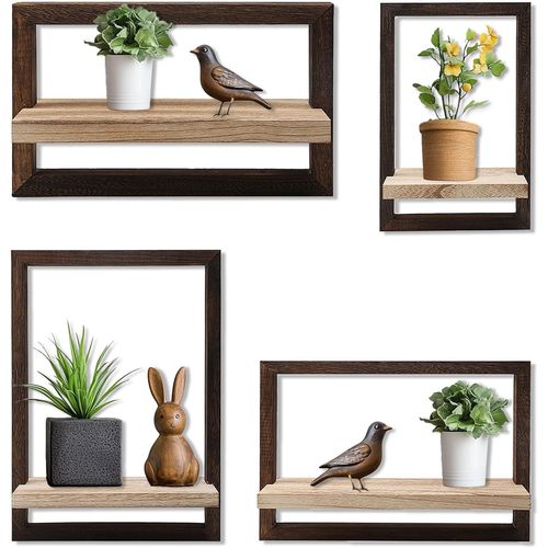 Étagère Murale En Bois,Style Rustique Étagères Flottantes,Étagère Flottante Pour La Décoration Murale,Étagères Suspendues Pour Le Rangement Mural Pour Chambre À Coucher,Salon.[Y1342]