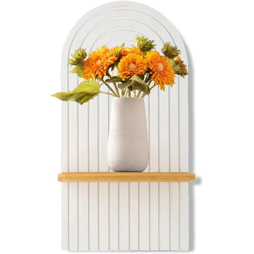 Étagère Murale En Bois,Blanc Boho Décoration Murale,Étagère Murale Bohème Moderne,Pour Salon,Salle De Bain,Chambre À Coucher,Plantes,Livres Et Photos,Blanc.[Y1388]