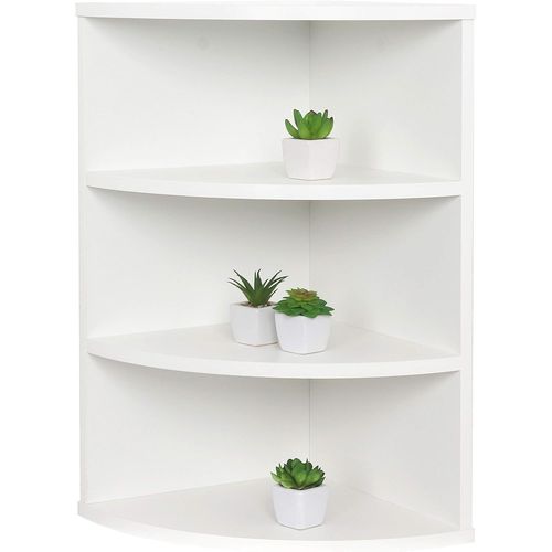 Étagère Murale Angle 60 X 33 X 33 Cm Wm053-Wm Meuble De Rangement Suspendue Blanche Mat.[Y1206]