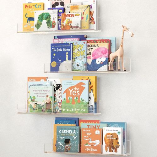 Lot De 4 Étagères Flottantes En Acrylique Transparent De 40,6 Cm,Idéales Pour Les Livres,Les Jouets Et La Décoration,Bibliothèque Murale Flottante Pour Chambre D'enfant Et Enfants.[Y1031]