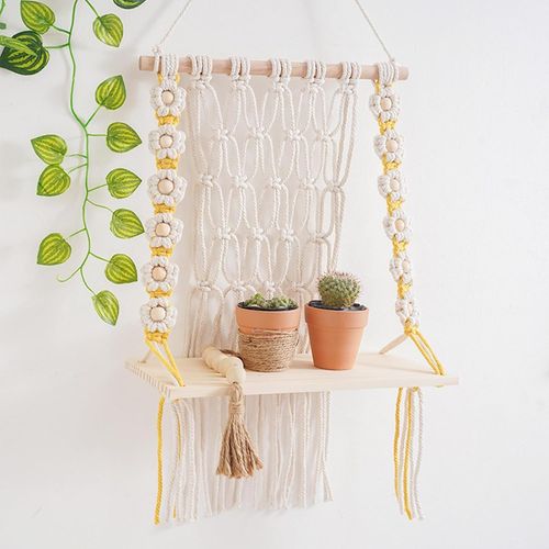 Style Bohème Etagere Murale,Dentelle En Bois Étagère Murale,Balcon Bureau Chambre D'enfant Salle De Bain Salon Tissé À La Main Etagère Murale,Etagere Murale Bois Décoration Murale.[Y1411]