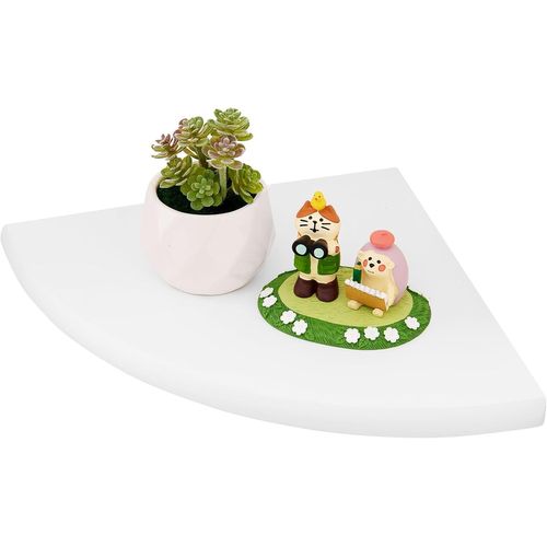 Étagère D¿Angle Flottante En Chêne Rustique Avec Extrémité Arrondie Petite Étagère D'angle Murale Haut-Parleurs,Livres,Décorations Étagère D¿Angle En Bois,Chêne,25cm Rayon.[Y904]