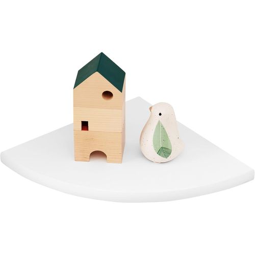 Étagère D`Angle Flottante En Chêne Rustique Avec Extrémité Arrondie Petite Étagère D'angle Murale Haut-Parleurs,Livres,Décorations Étagère D`Angle En Bois,Chêne,30cm Rayon.[Y907]